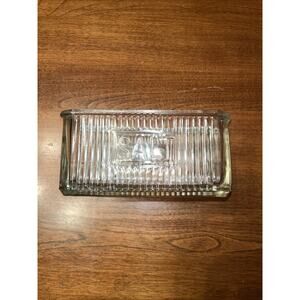 Depression Era Ribbed Thick Glass Salt Cellar Clear Dish Container